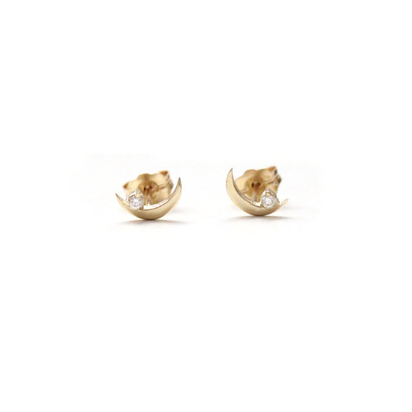 Mini crescent diamond earrings