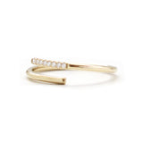 Open cross over pave set diamond band