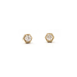 Hexagon diamond milgrain earrings