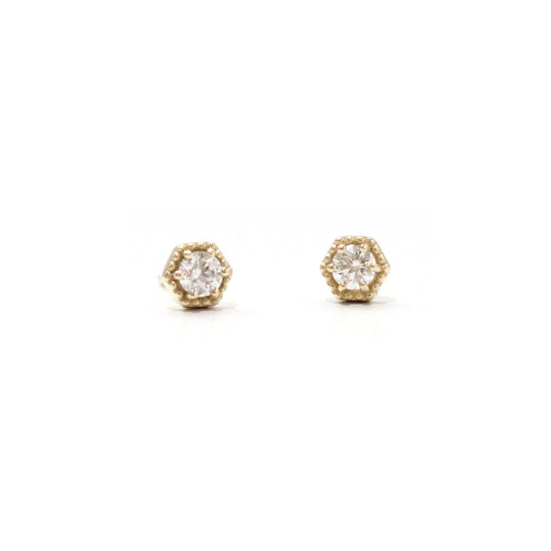 Hexagon diamond milgrain earrings