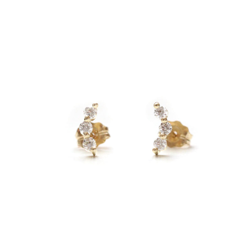 Curved scalloped diamond earrings
