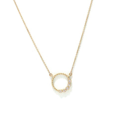 Beaded circle with 5 stone diamond milgrain bezel necklace