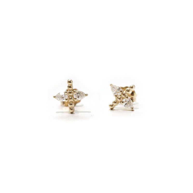 Pear Diamond with Beaded Bar Earrings