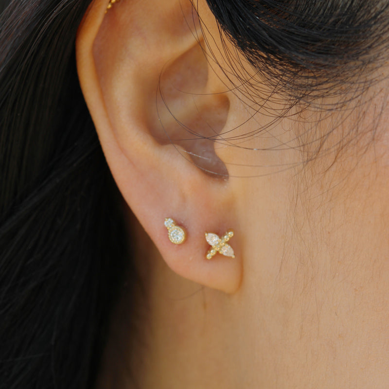 Pear Diamond with Beaded Bar Earrings