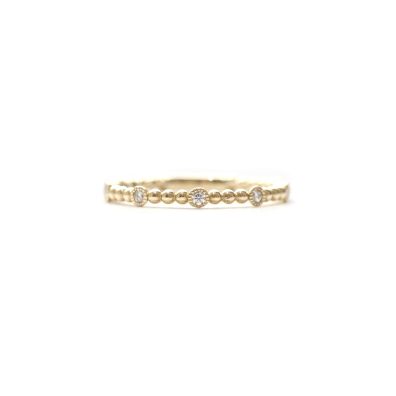 Alternating round milgrain bezel diamond and beaded band