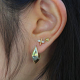 Hollow knife edge beaded hoop earrings