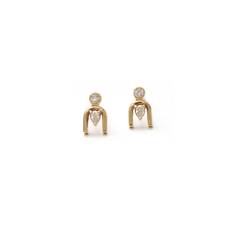 Pear and Round cut Diamond U-Shaped Earrings