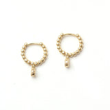 Beaded Hinged Huggies with Diamond Dangle