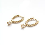 Beaded Hinged Huggies with Diamond Dangle