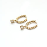 Beaded Hinged Huggies with Diamond Dangle