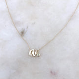 Mini Love Letter Necklace with Dangly Bezel Birthstone (Yellow Gold)