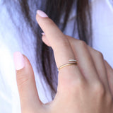 Open cross over pave set diamond band