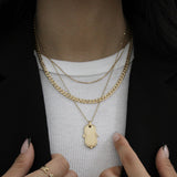 Satin Hexagon ID Tag Diamond Necklace