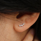 Curved scalloped diamond earrings
