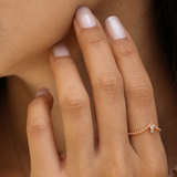 Milgrain Diamond Beaded V Ring