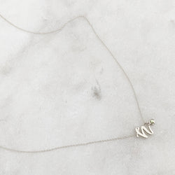Mini Love Letter Necklace with Dangly Bezel Birthstone (White Gold) - Easter Ahn Design