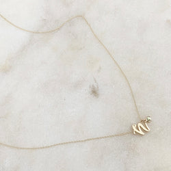 Mini Love Letter Necklace with Dangly Bezel Birthstone (Yellow Gold) - Easter Ahn Design