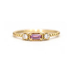 Pink Tourmaline Baguette and Diamond Bloom Ring - Easter Ahn Design