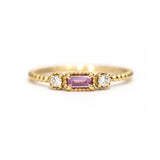 Pink Tourmaline Baguette and Diamond Bloom Ring - Easter Ahn Design