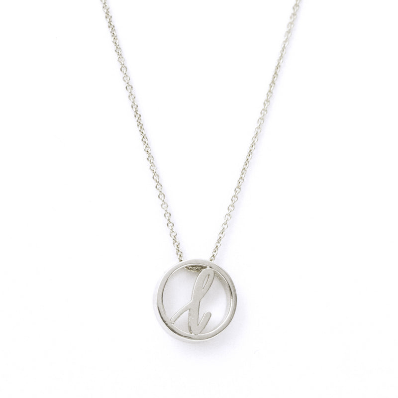 Love Letter Disc Necklace (White Gold) - Easter Ahn Design