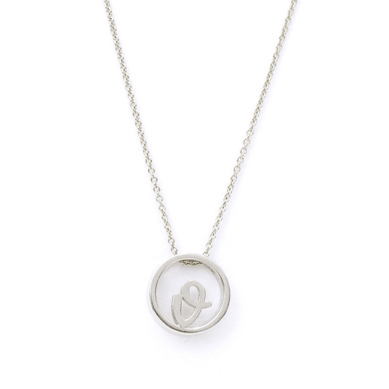 Love Letter Disc Necklace (White Gold) - Easter Ahn Design