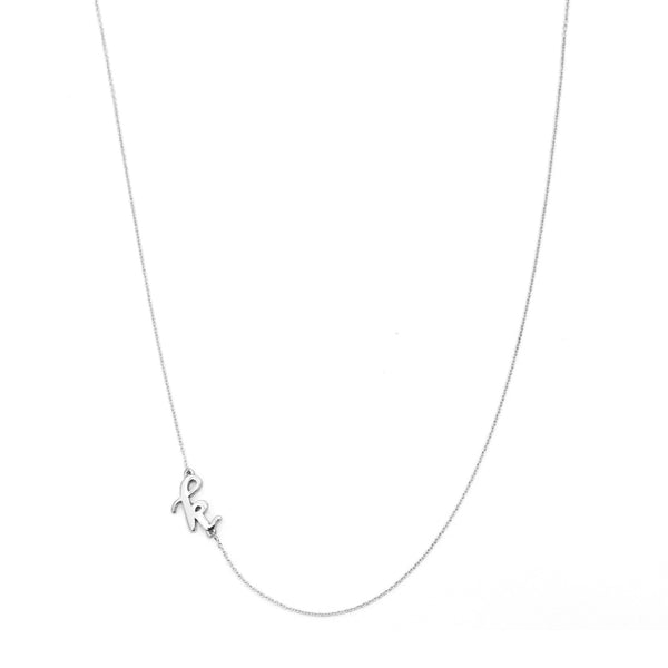 Mini Sideways Love Letter Necklace (White Gold) - Easter Ahn Design