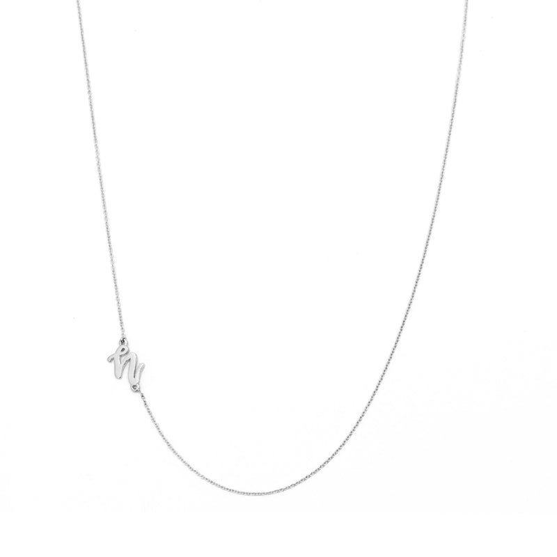 Mini Sideways Love Letter Necklace (White Gold) - Easter Ahn Design