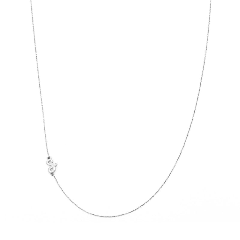 Mini Sideways Love Letter Necklace (White Gold) - Easter Ahn Design