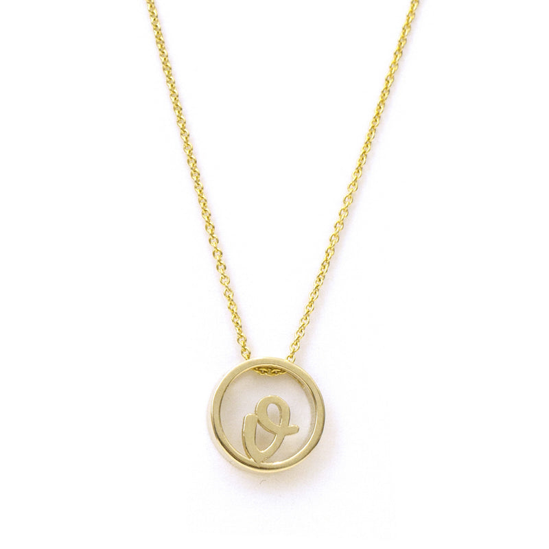 Love Letter Disc Necklace (Yellow Gold) - Easter Ahn Design