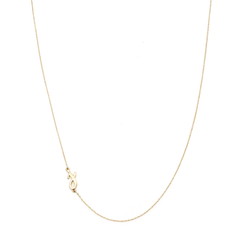 Mini Sideways Love Letter Necklace (Yellow Gold) - Easter Ahn Design