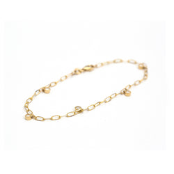 Diamond Dangle Beaded Bezel Bracelet (Yellow Gold) - Easter Ahn Design