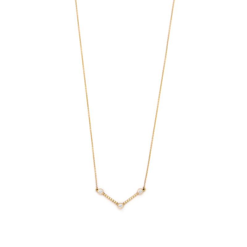 Diamond Bezel Beaded V Necklace - Easter Ahn Design