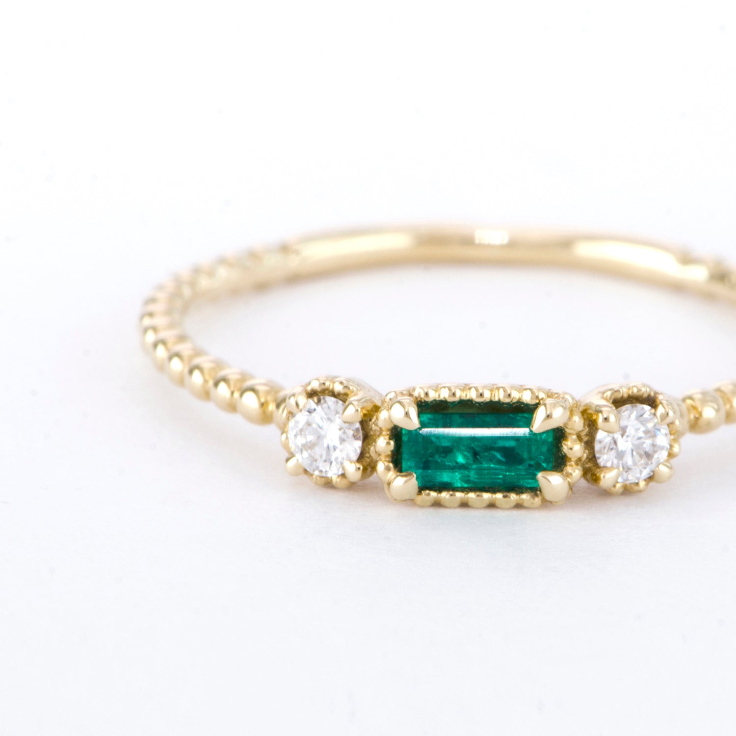 Emerald Baguette and Diamond Bloom Ring – Easter Ahn Design