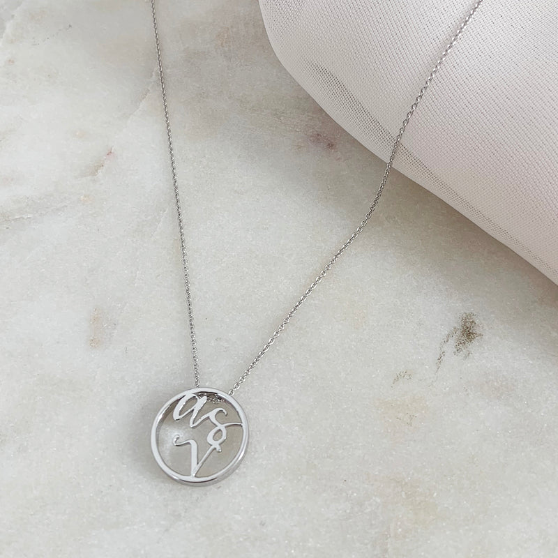 Custom Love Letter Monogram Disc Necklace - Easter Ahn Design