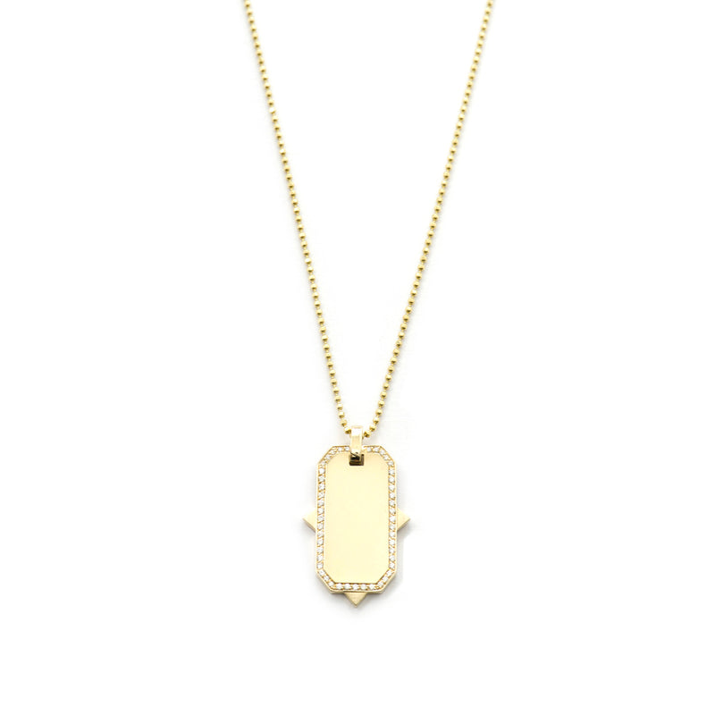 Hexagon ID Tag Diamond Necklace - Easter Ahn Design