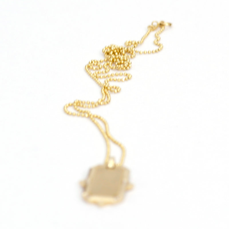 Satin Hexagon ID Tag Diamond Necklace - Easter Ahn Design