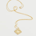 Vintage Sun Mirror Disc with Diamonds Necklace - Easter Ahn Design