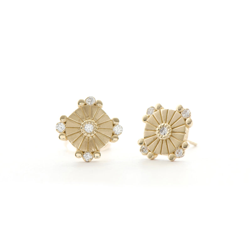 Vintage Sun Ray Diamond Earrings - Easter Ahn Design