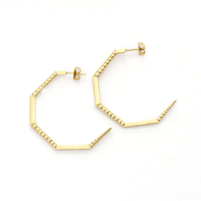 Hexagon Beaded Hoop Earrings - Easter Ahn Design