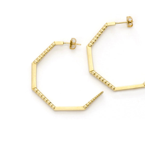 Hexagon Beaded Hoop Earrings - Easter Ahn Design