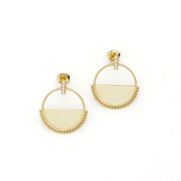 Semi Circle Disc Hoop Earrings - Easter Ahn Design
