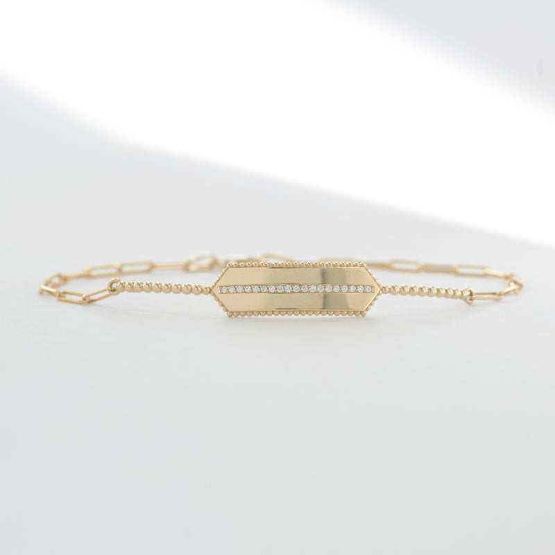 Long Hexagon Diamond Beaded Bracelet - Easter Ahn Design