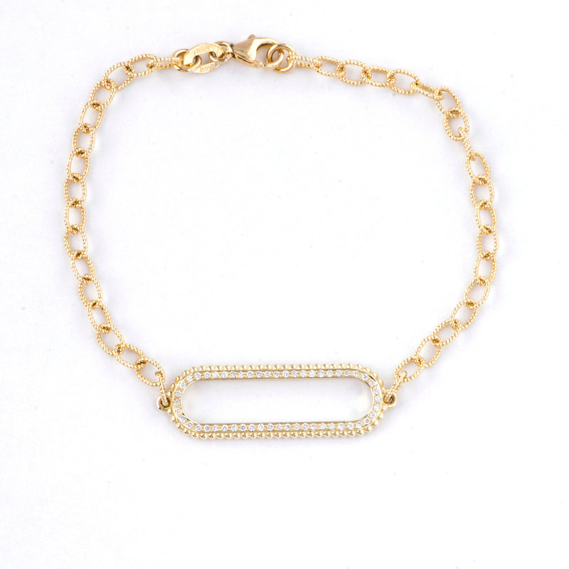 Long Oval Diamond Beaded Bracelet - Easter Ahn Design