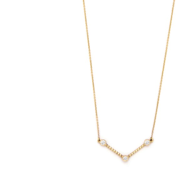 Diamond Bezel Beaded V Necklace - Easter Ahn Design