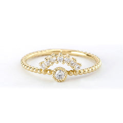 7 Stone Diamond Arch and Single Bezel Ring - Easter Ahn Design