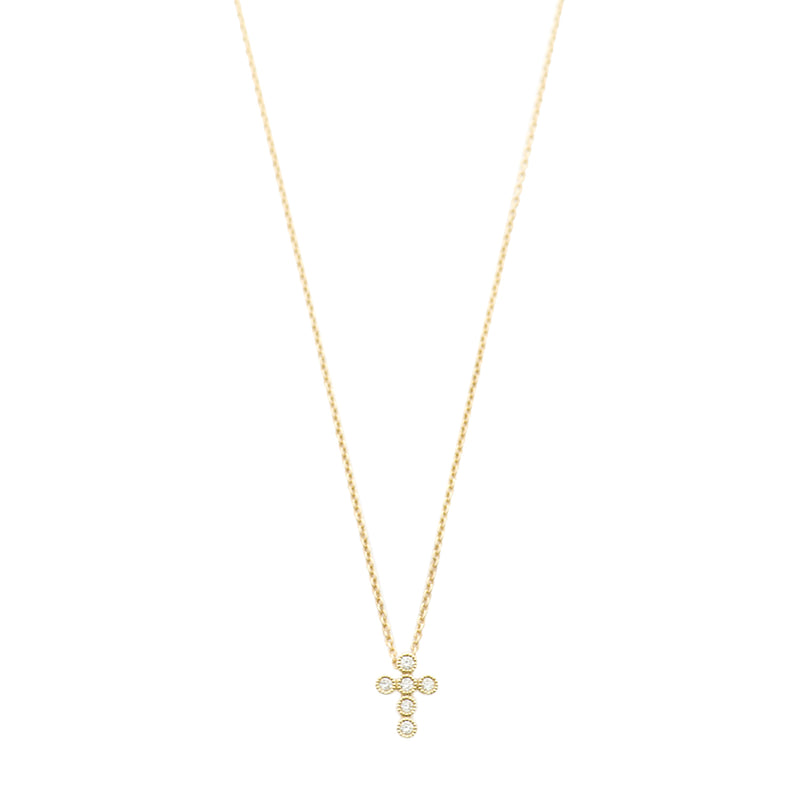 Diamond Bezel Cross Necklace - Easter Ahn Design