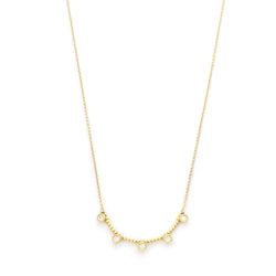 5 Stone Diamond Beaded Bezel Necklace - Easter Ahn Design