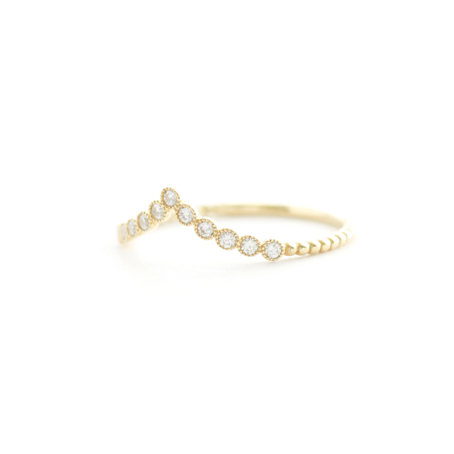 11 Stone Diamond Bezel V Band - Easter Ahn Design