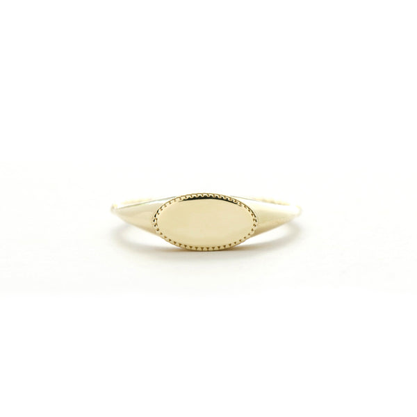 Oval Milgrain Signet Ring - Easter Ahn Design