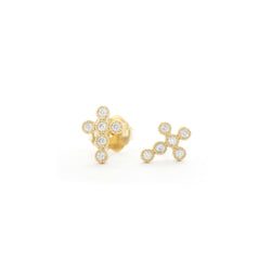 Diamond Milgrain Bezel Cross Earrings - Easter Ahn Design